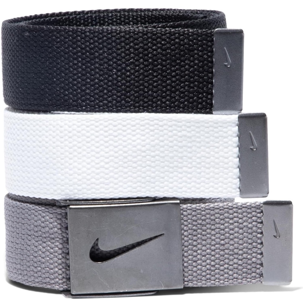 Nike Men's Black, White, and Gray Golf Belt Trio